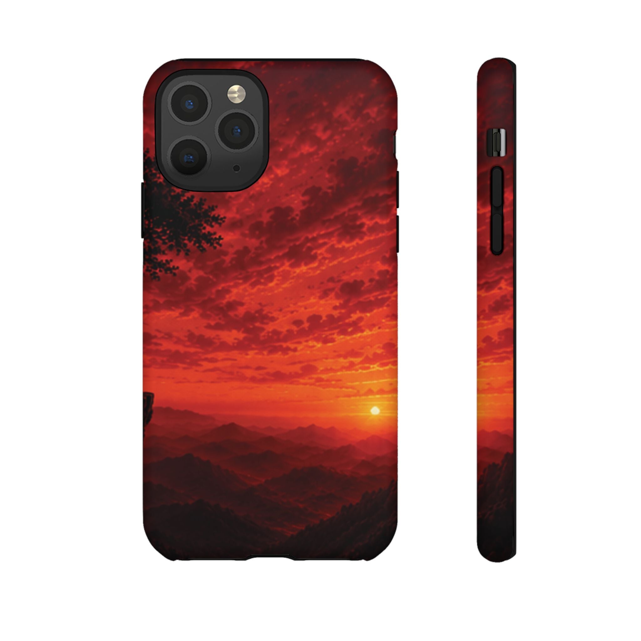Sunset Mountain Tough Phone Case — Red Horizon Landscape Protective Case