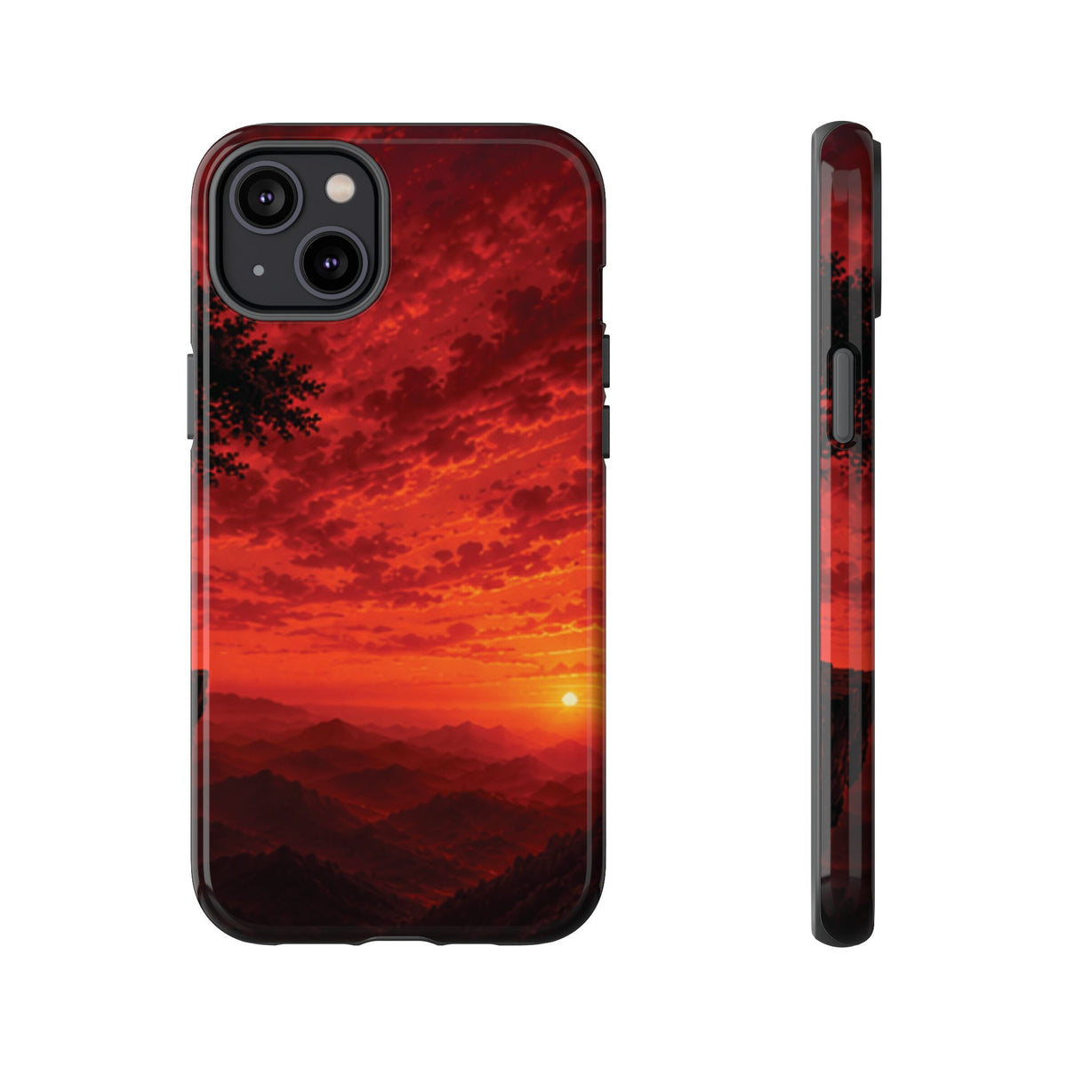 Sunset Mountain Tough Phone Case — Red Horizon Landscape Protective Case