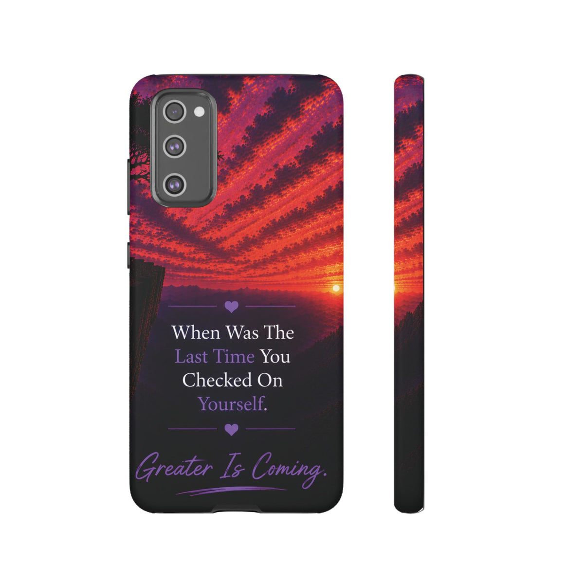 Inspirational Phone Case - "When Was The Last Time You Checked On Yourself?" Sunset Self-Care Quote