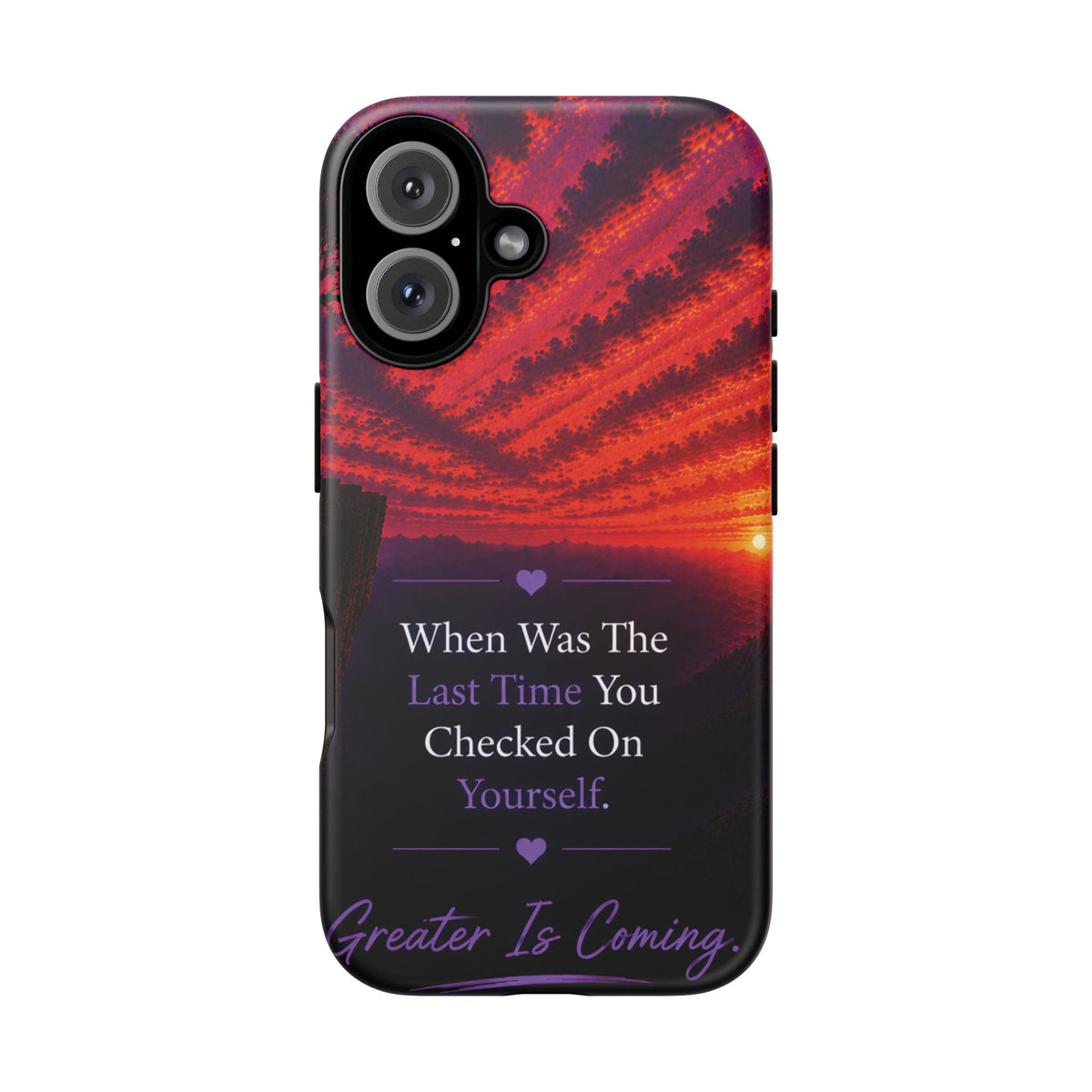 Inspirational Phone Case - "When Was The Last Time You Checked On Yourself?" Sunset Self-Care Quote
