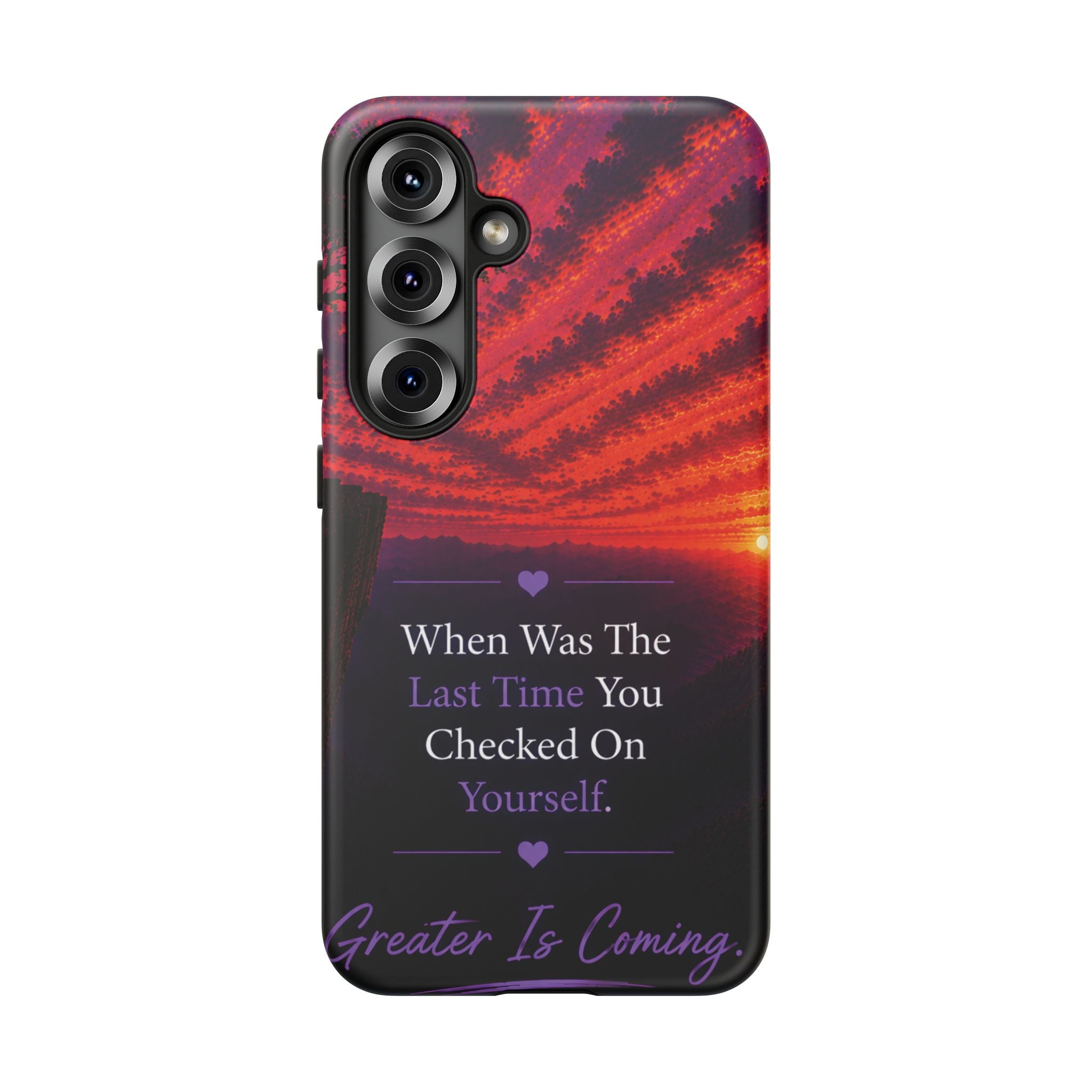 Inspirational Phone Case - "When Was The Last Time You Checked On Yourself?" Sunset Self-Care Quote