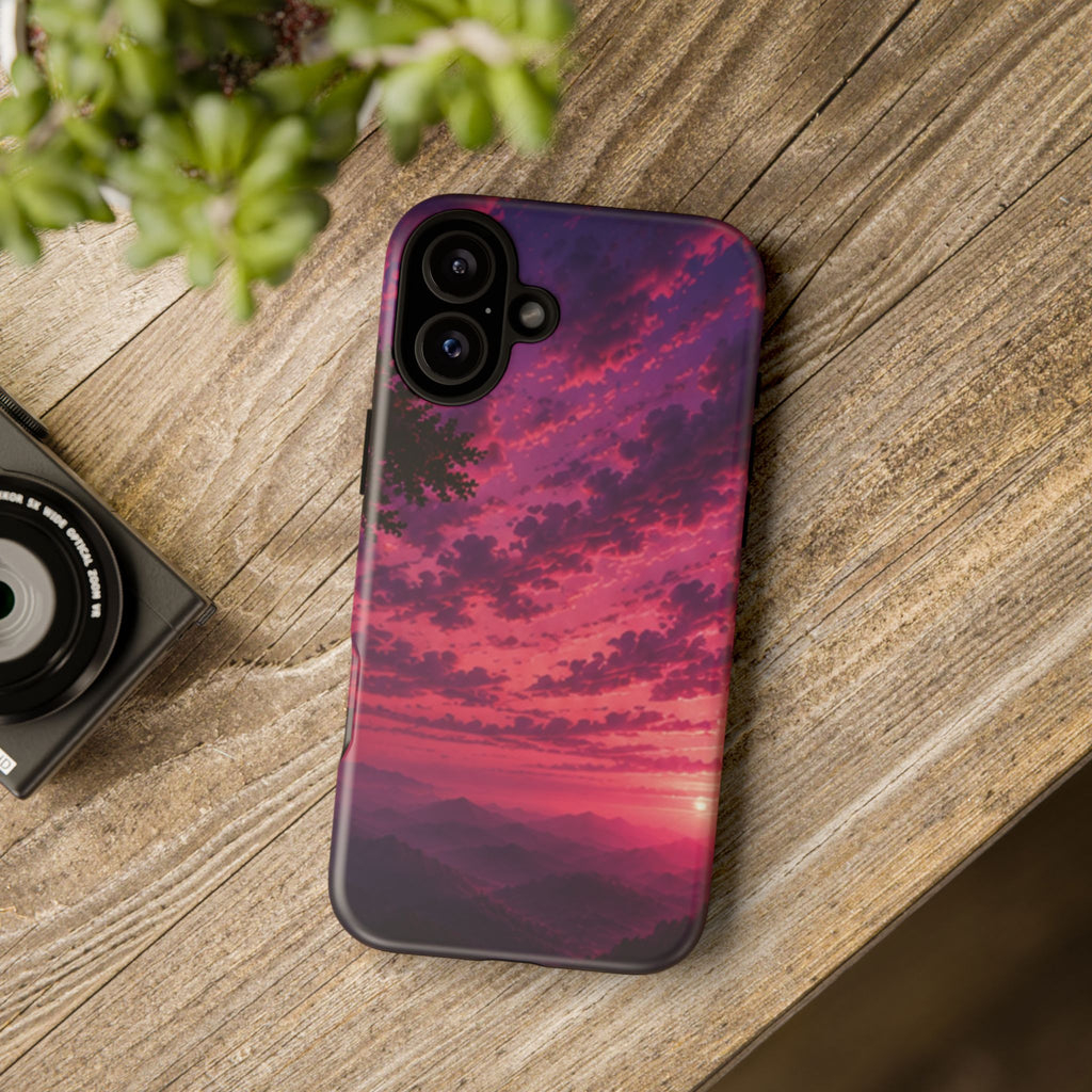 Sunset Mountain Phone Case — Purple Pink Scenic Tough Case