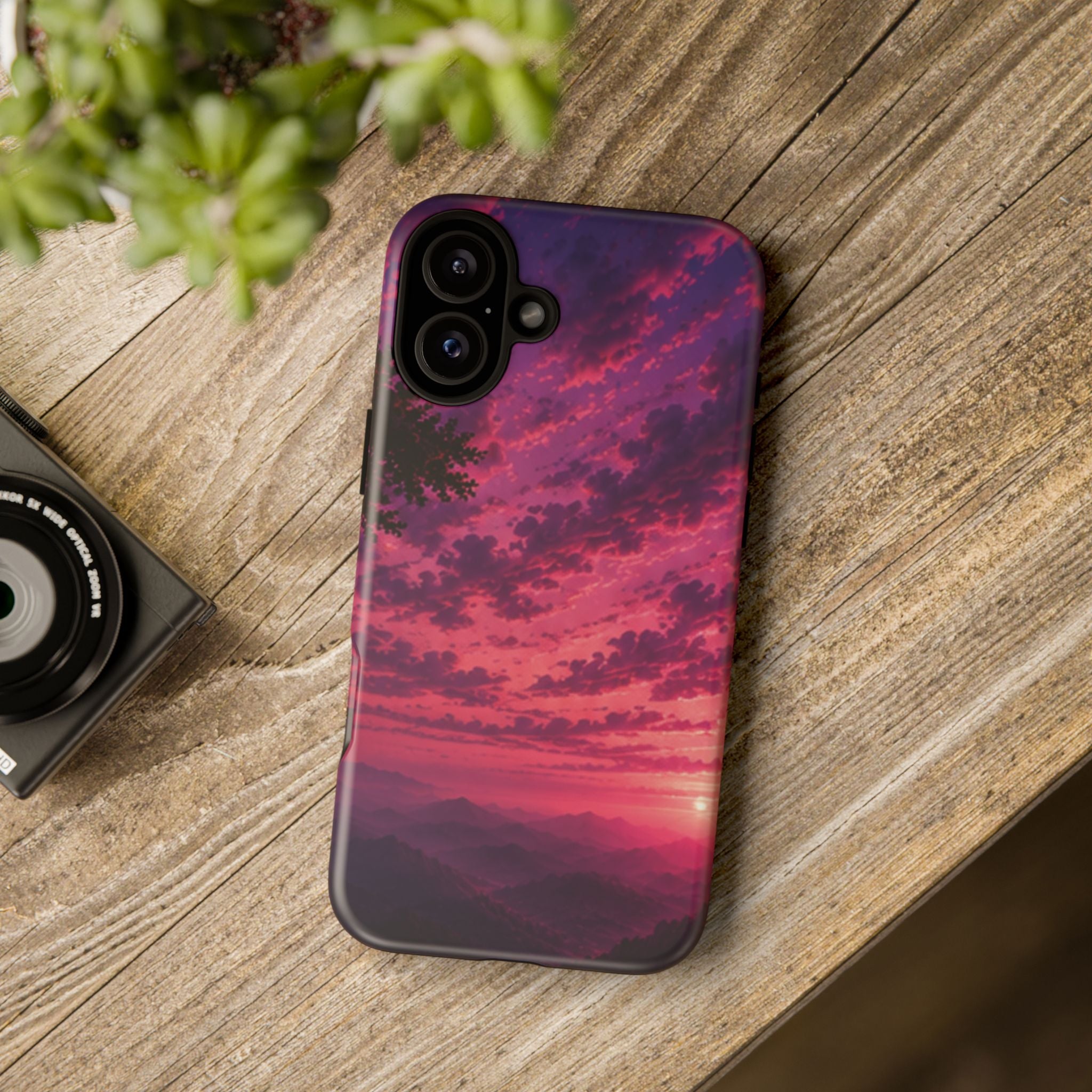 Sunset Mountain Phone Case — Purple Pink Scenic Tough Case