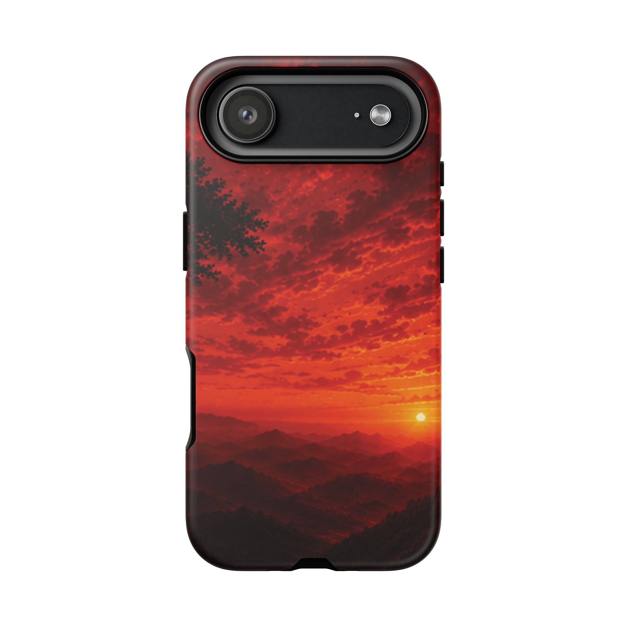 Sunset Mountain Tough Phone Case — Red Horizon Landscape Protective Case