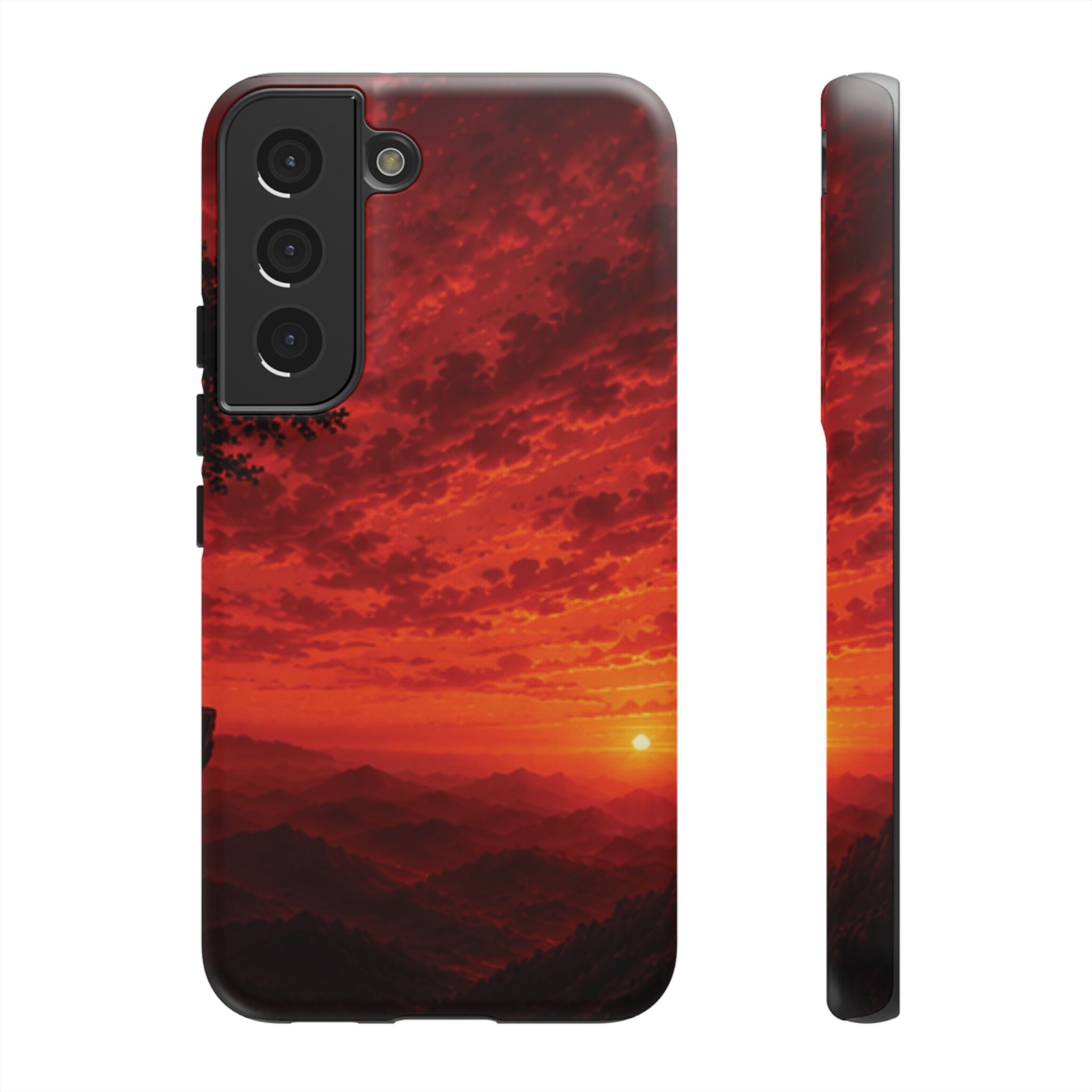 Sunset Mountain Tough Phone Case — Red Horizon Landscape Protective Case