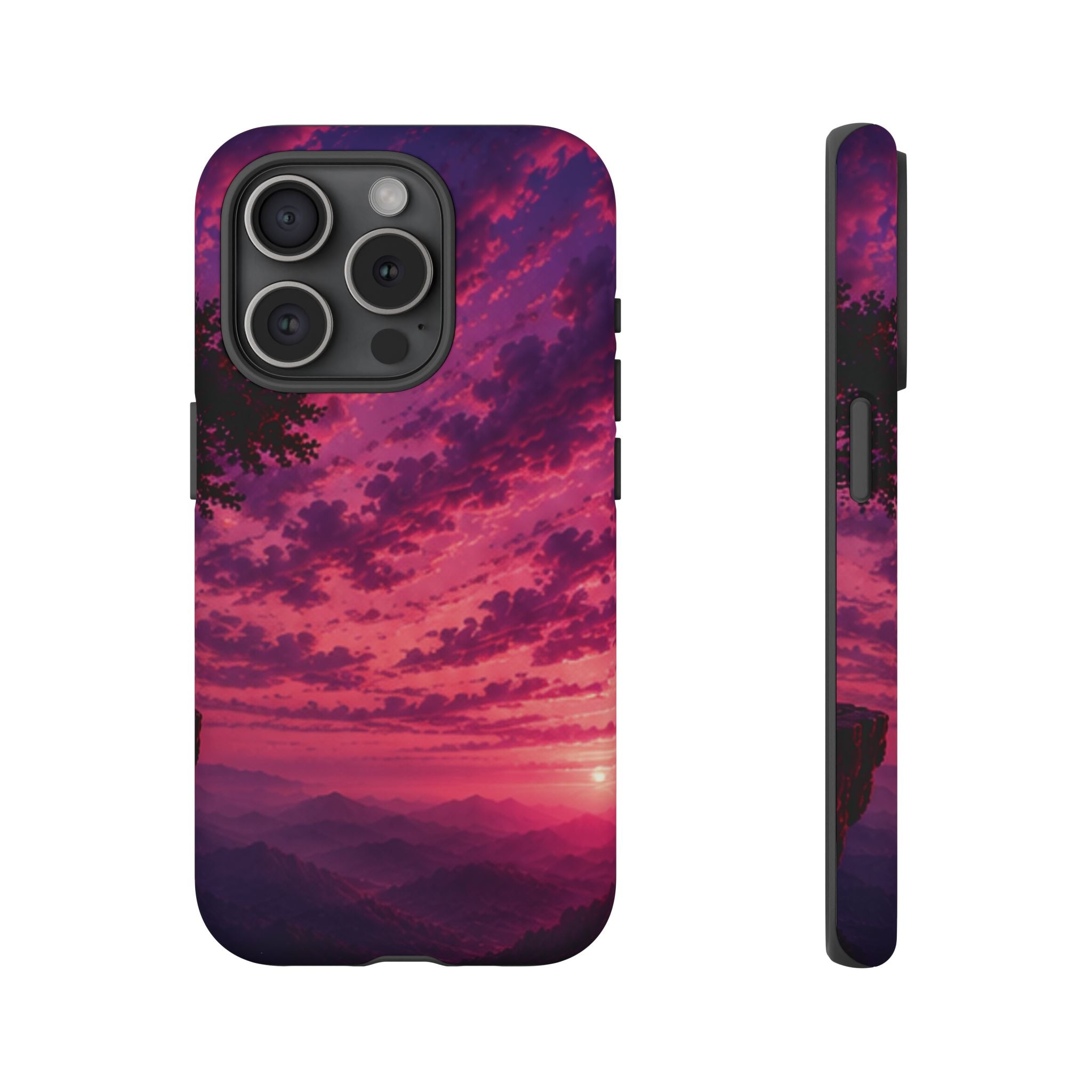 Sunset Mountain Phone Case — Purple Pink Scenic Tough Case
