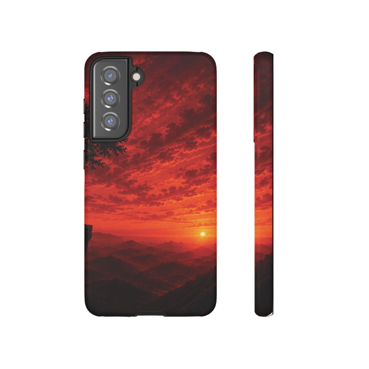 Sunset Mountain Tough Phone Case — Red Horizon Landscape Protective Case