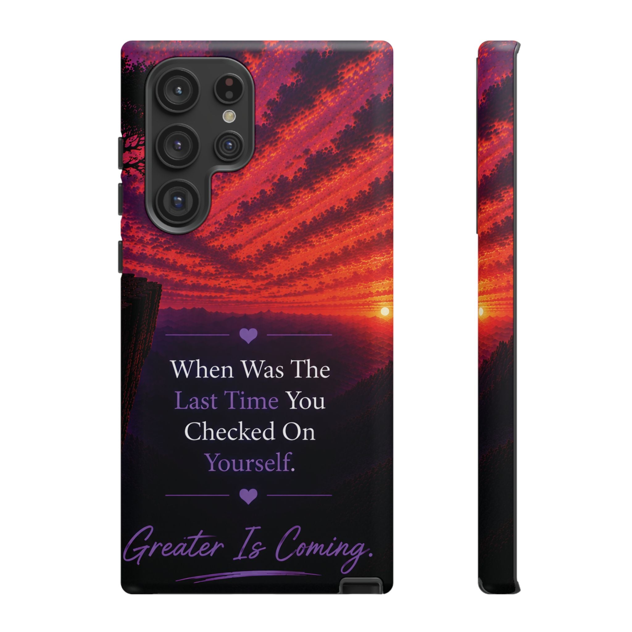 Inspirational Phone Case - "When Was The Last Time You Checked On Yourself?" Sunset Self-Care Quote
