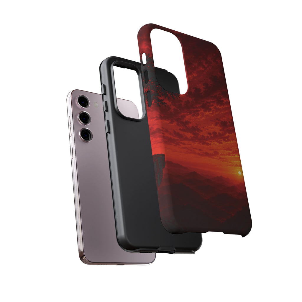 Sunset Mountain Tough Phone Case — Red Horizon Landscape Protective Case