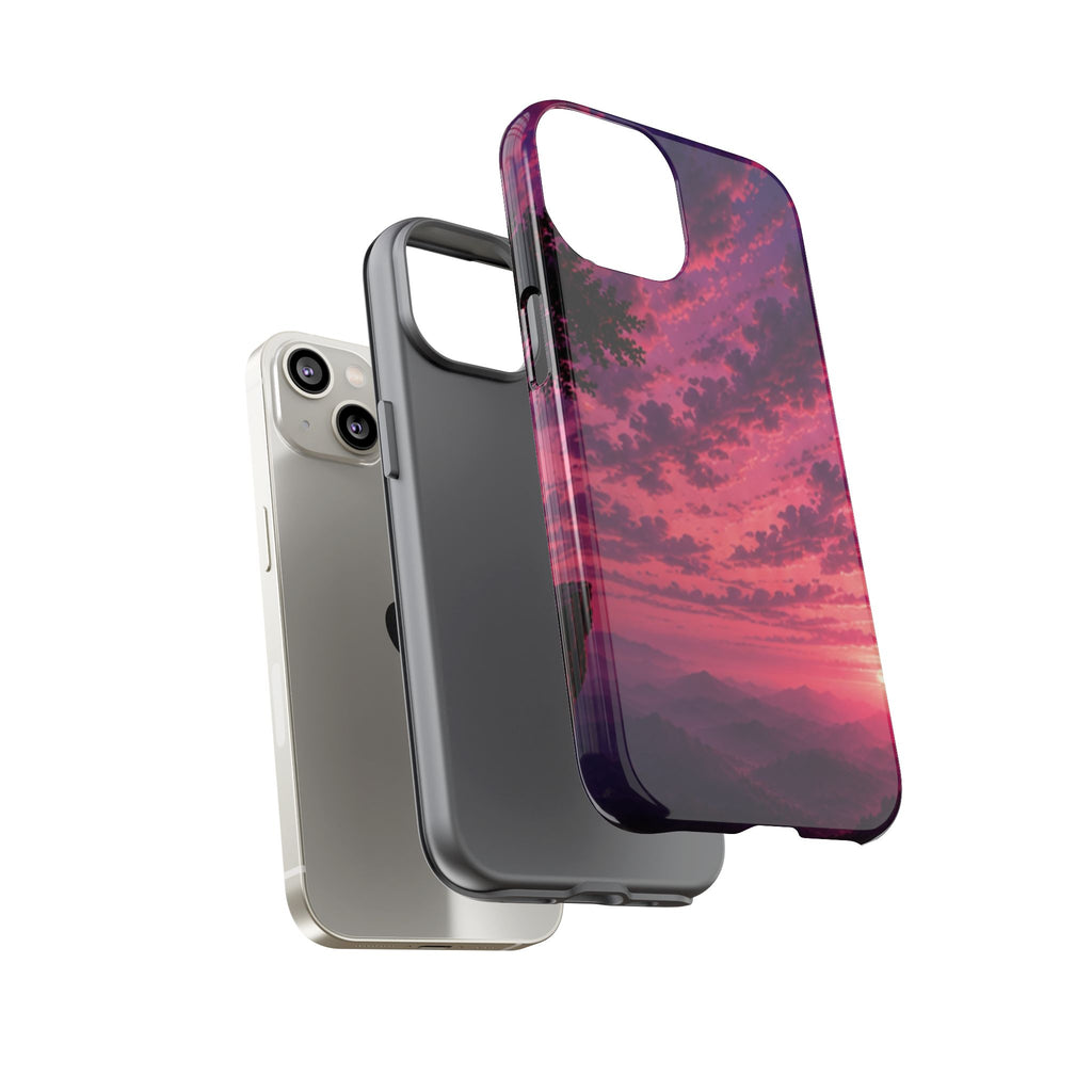 Sunset Mountain Phone Case — Purple Pink Scenic Tough Case