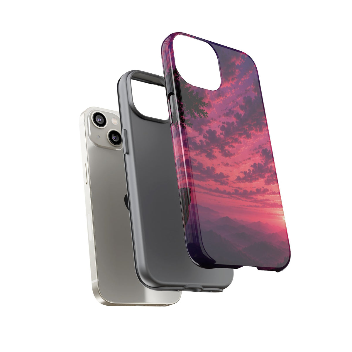 Sunset Mountain Phone Case — Purple Pink Scenic Tough Case