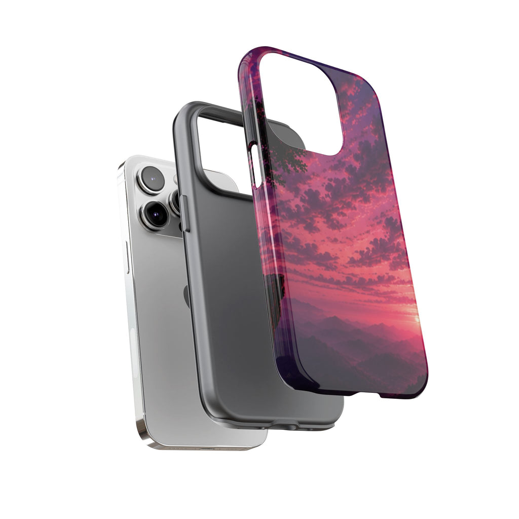 Sunset Mountain Phone Case — Purple Pink Scenic Tough Case