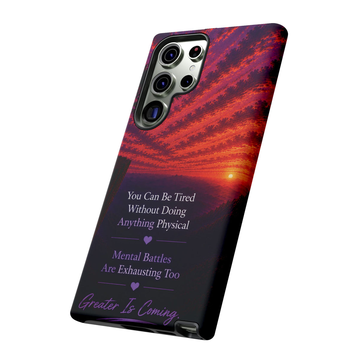 Phone Case — "Greater Is Coming" Inspirational Sunset Design