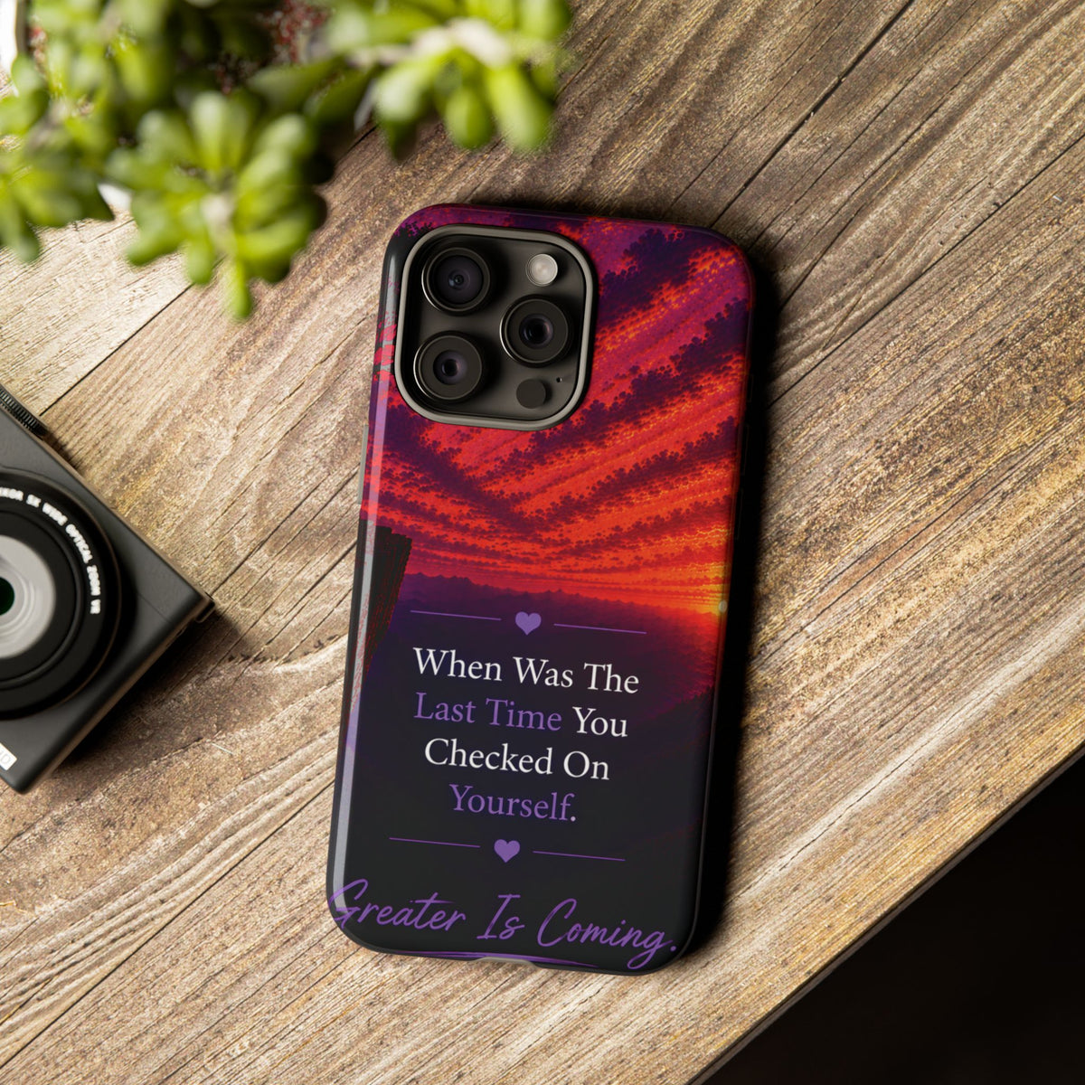 Inspirational Phone Case - "When Was The Last Time You Checked On Yourself?" Sunset Self-Care Quote