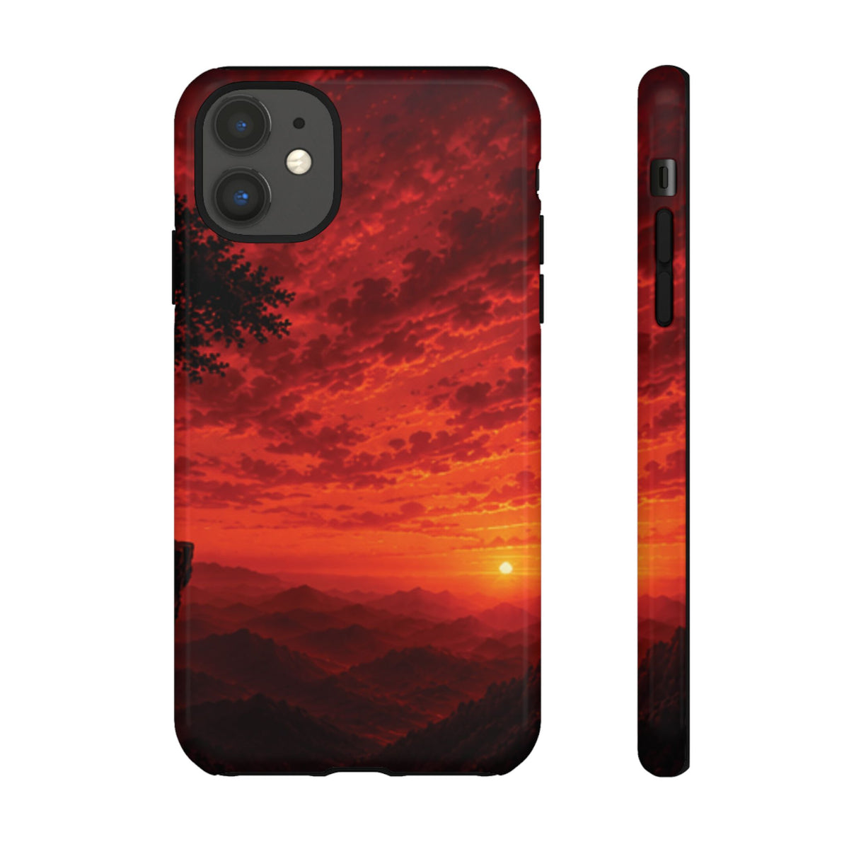 Sunset Mountain Tough Phone Case — Red Horizon Landscape Protective Case