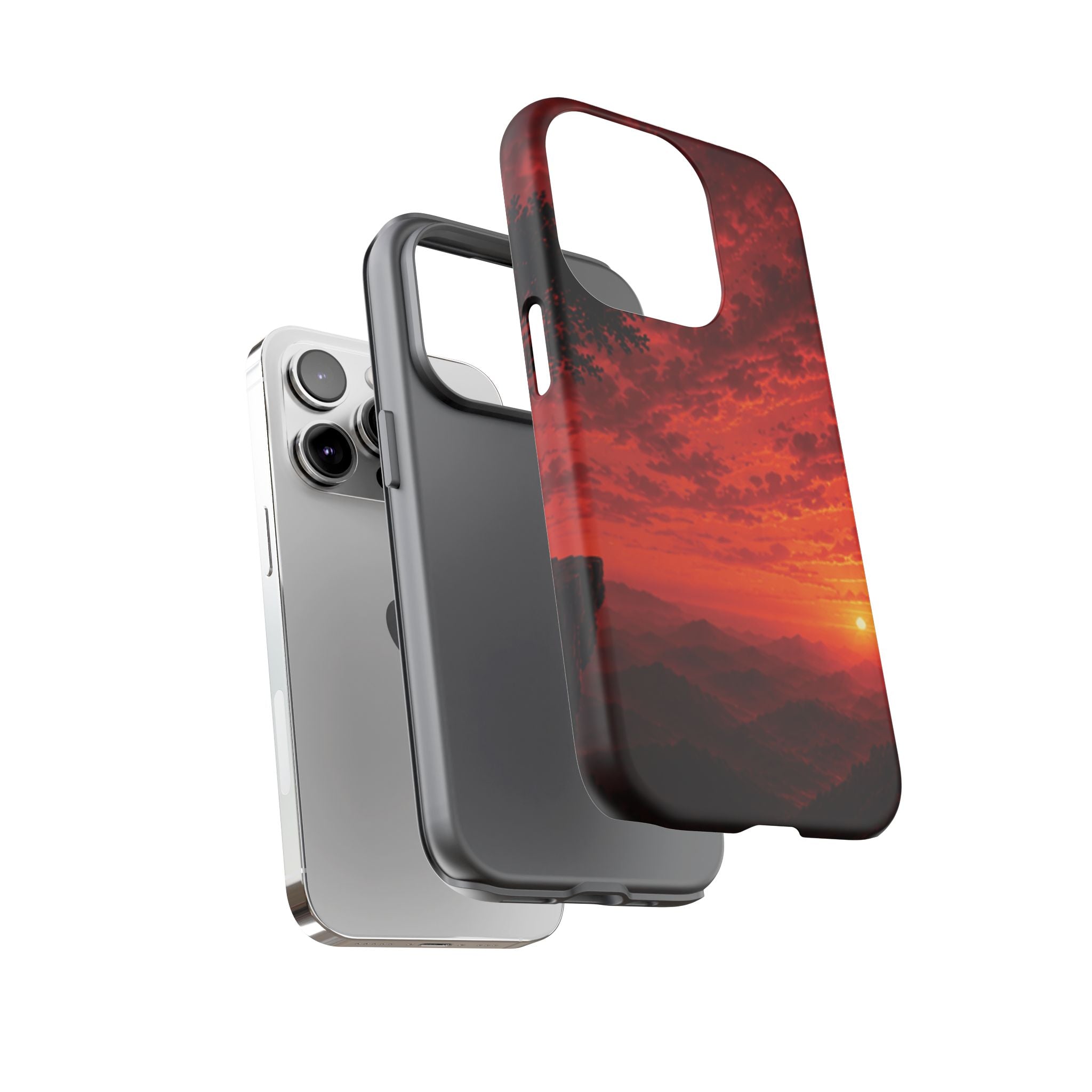 Sunset Mountain Tough Phone Case — Red Horizon Landscape Protective Case