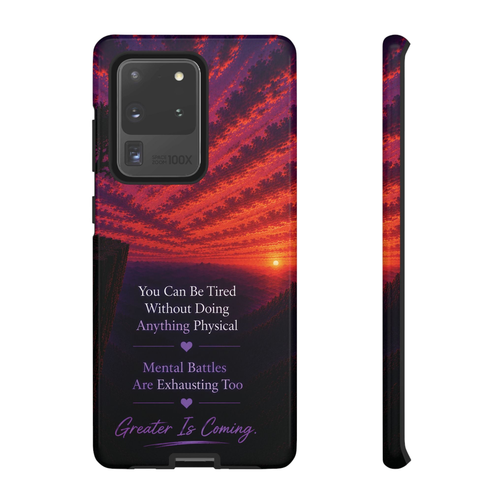 Phone Case — "Greater Is Coming" Inspirational Sunset Design