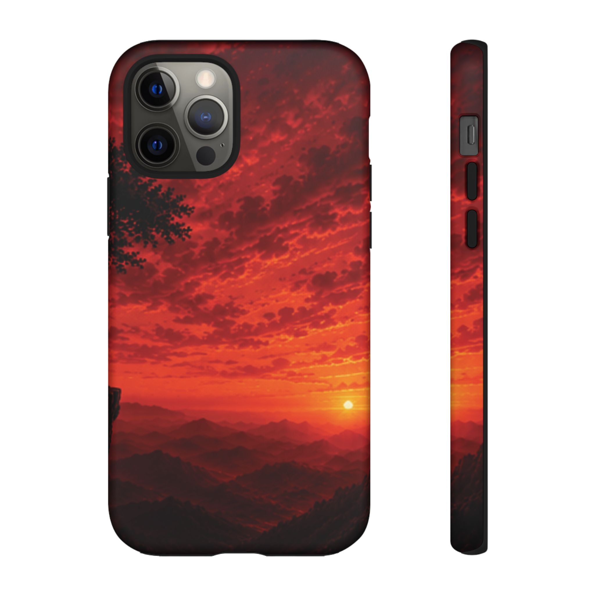 Sunset Mountain Tough Phone Case — Red Horizon Landscape Protective Case