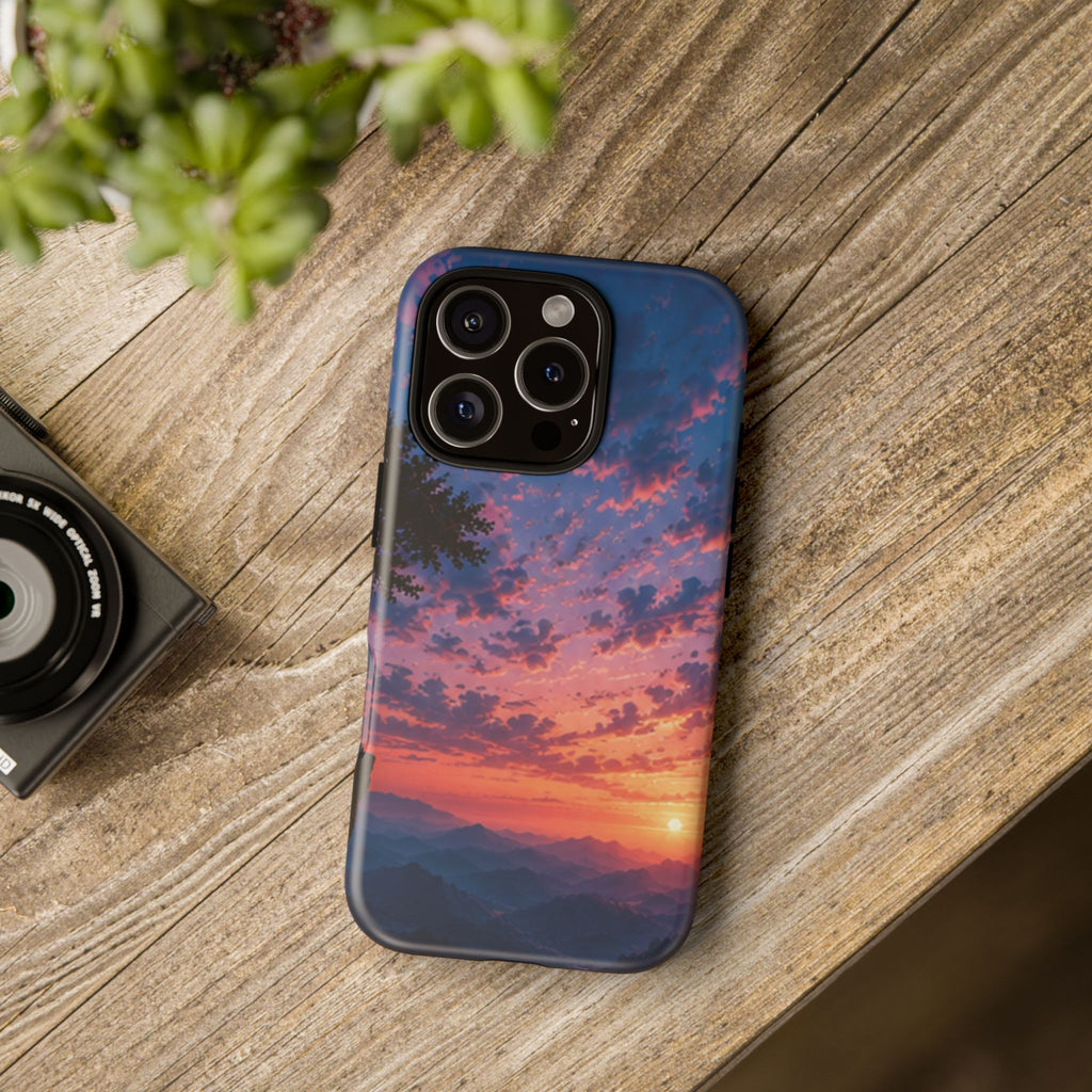 Sunset Mountain Phone Case — Tough Protective Phone Cover with Scenic Sunset Design