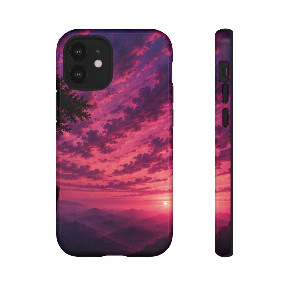 Sunset Mountain Phone Case — Purple Pink Scenic Tough Case