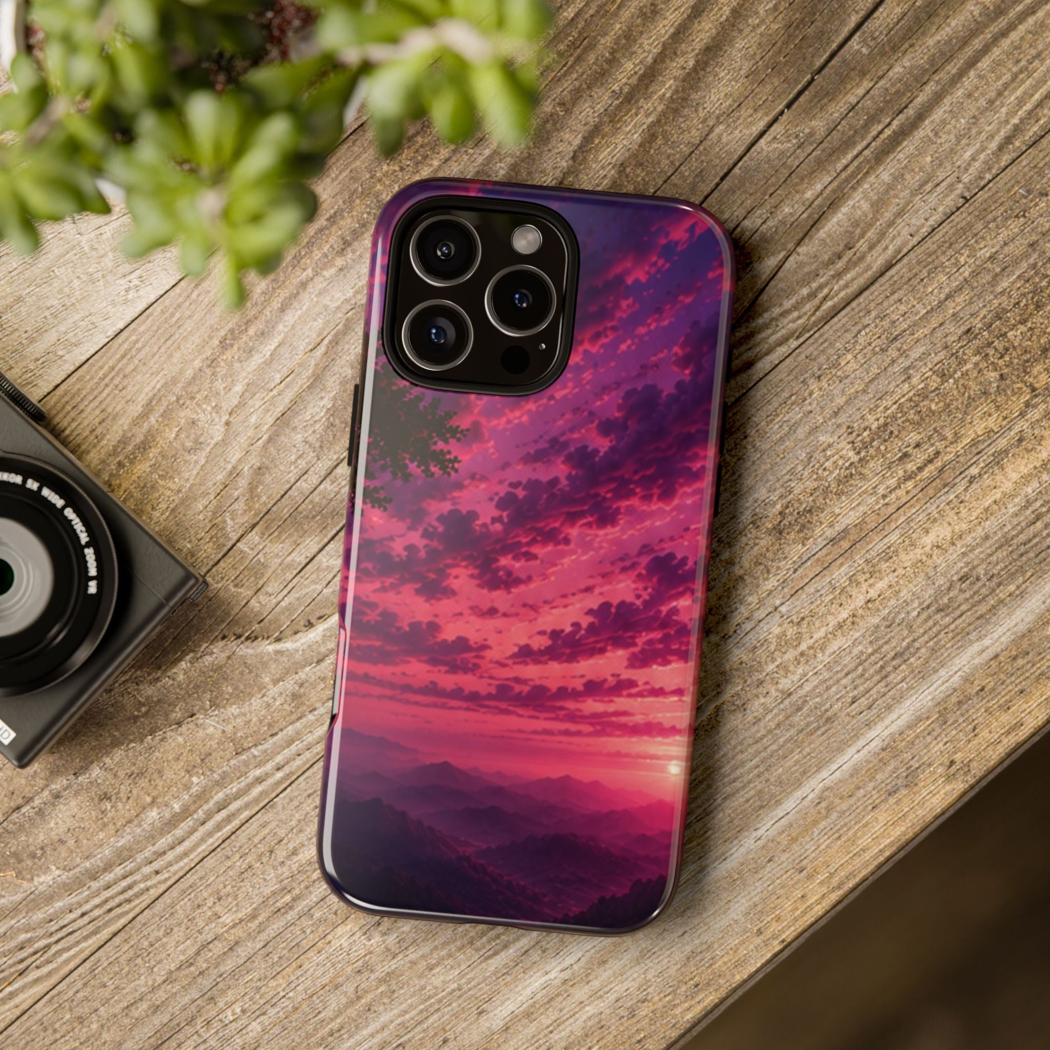 Sunset Mountain Phone Case — Purple Pink Scenic Tough Case