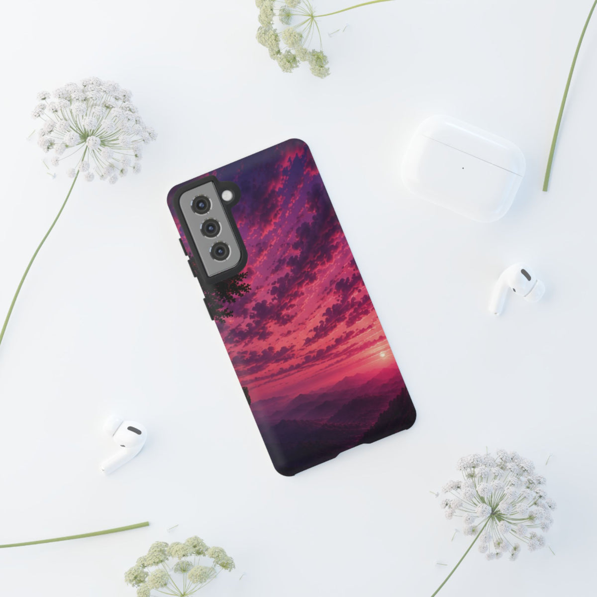 Sunset Mountain Phone Case — Purple Pink Scenic Tough Case