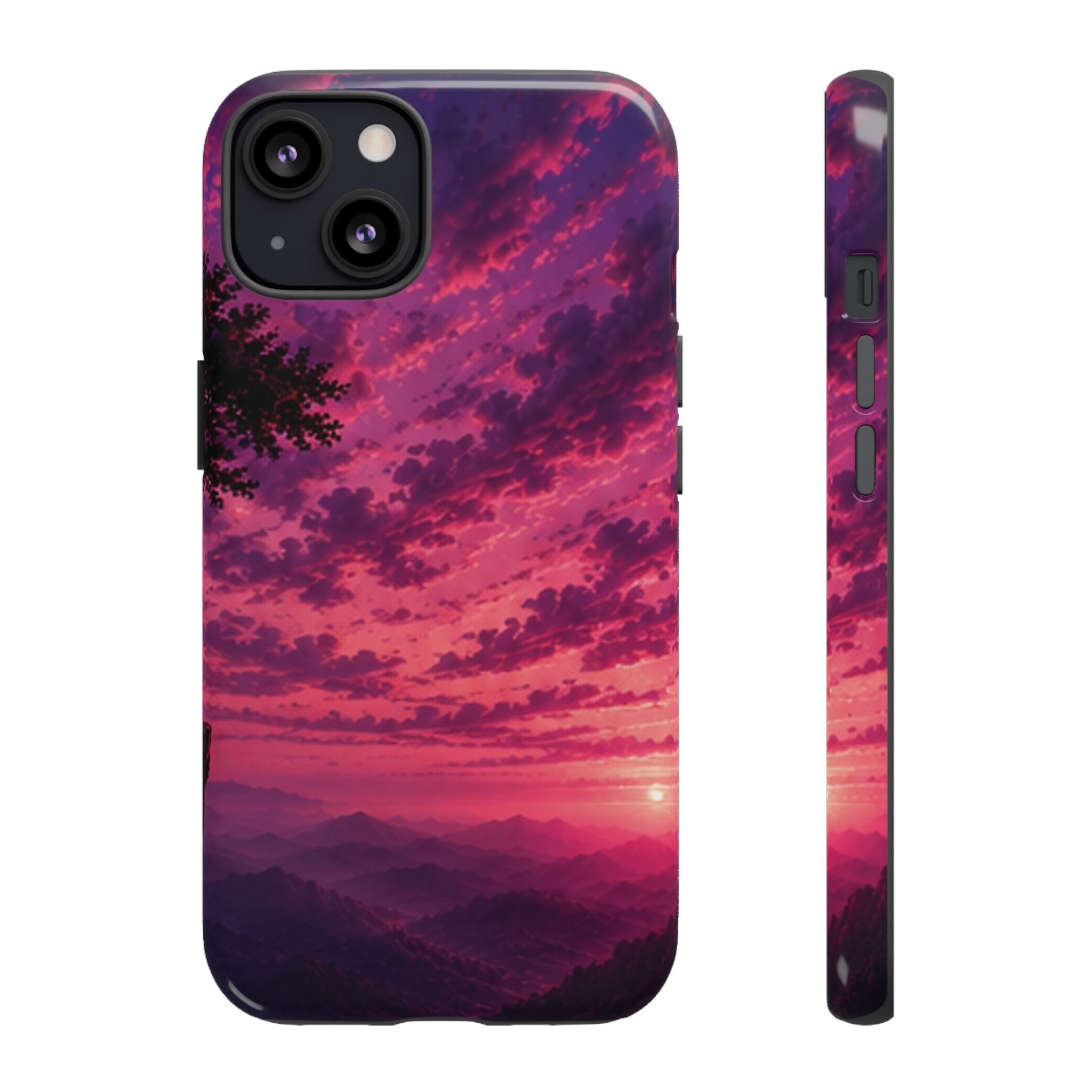 Sunset Mountain Phone Case — Purple Pink Scenic Tough Case
