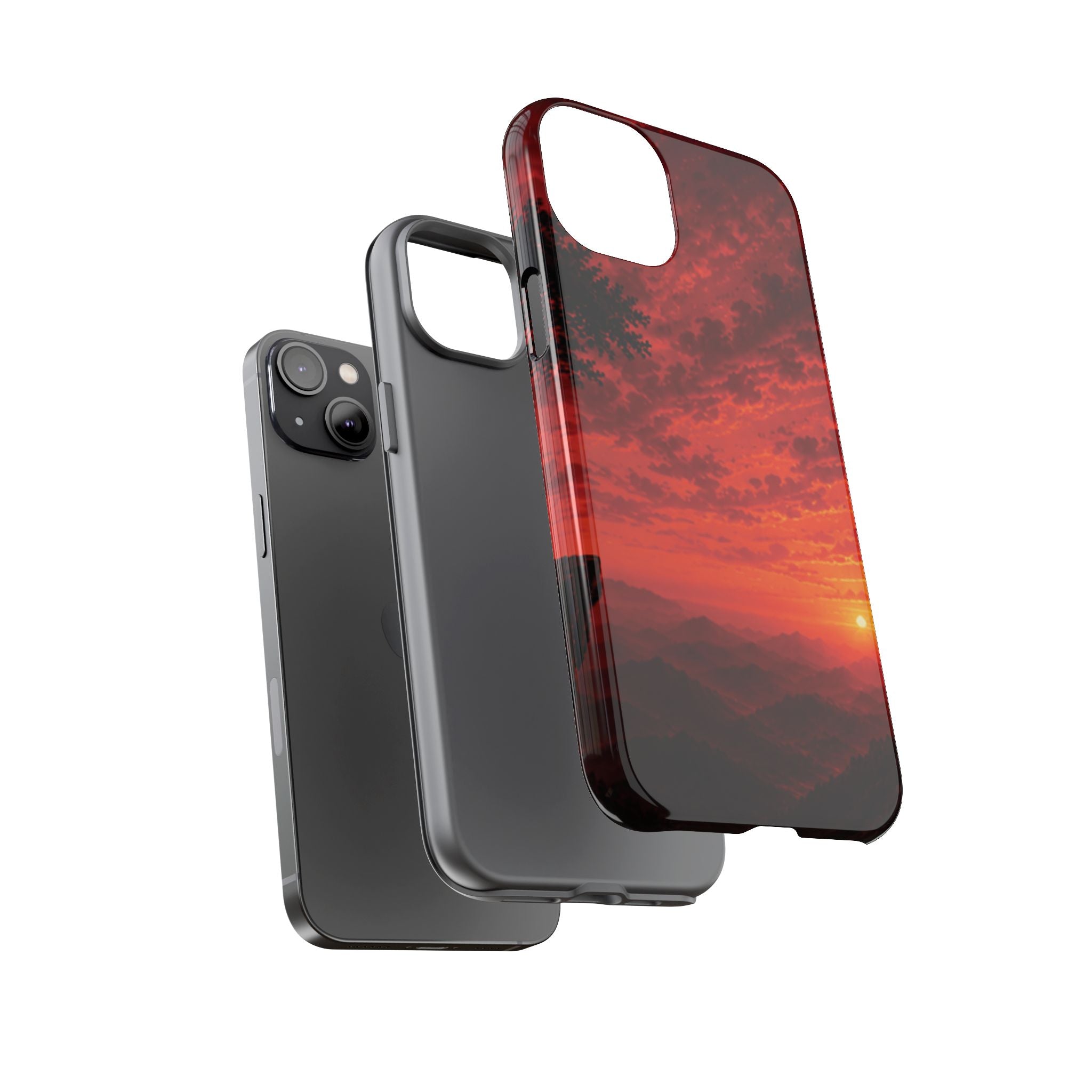 Sunset Mountain Tough Phone Case — Red Horizon Landscape Protective Case