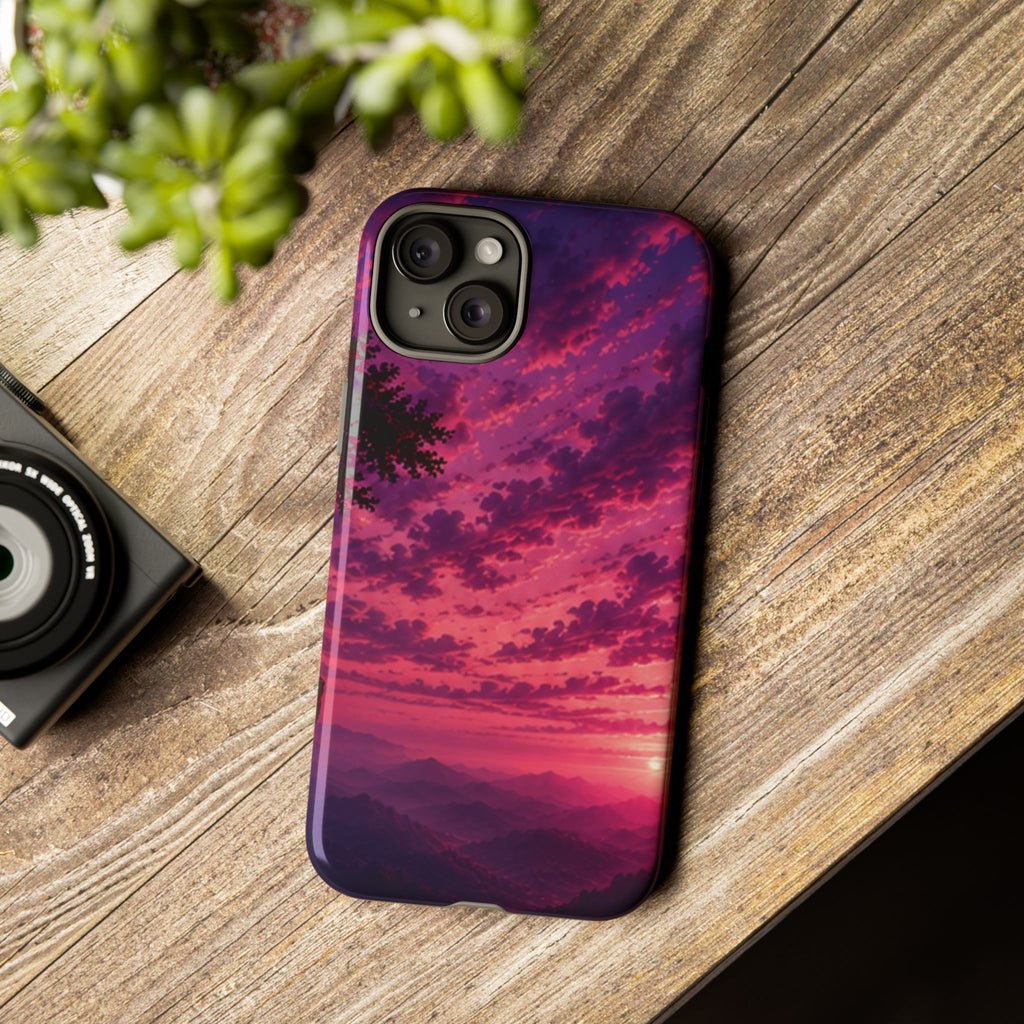 Sunset Mountain Phone Case — Purple Pink Scenic Tough Case