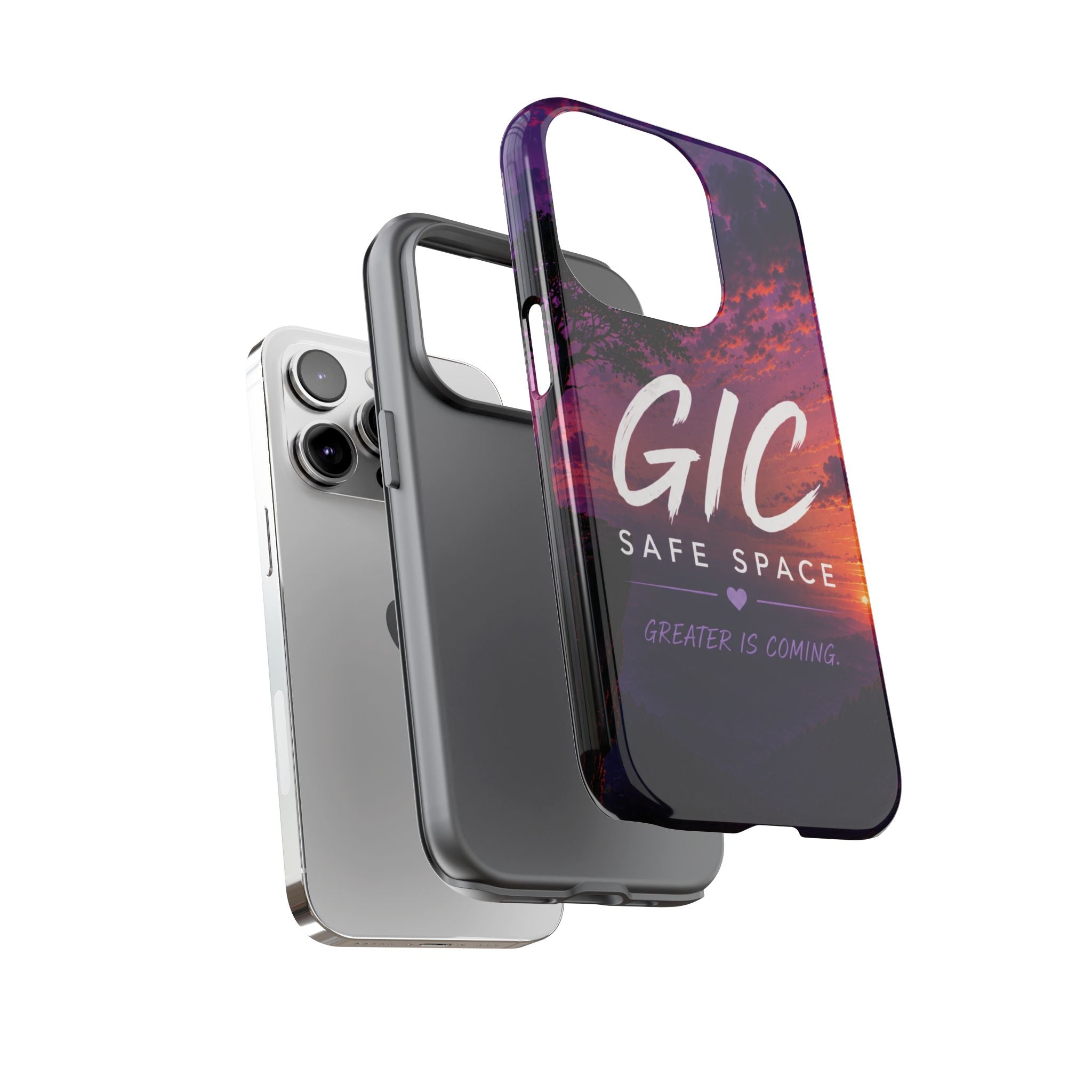 GIC Safe Space Tough Phone Case — "Greater Is Coming" Sunset Design