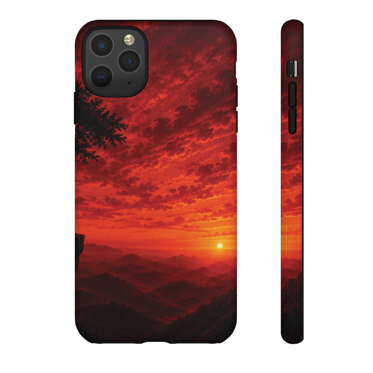 Sunset Mountain Tough Phone Case — Red Horizon Landscape Protective Case