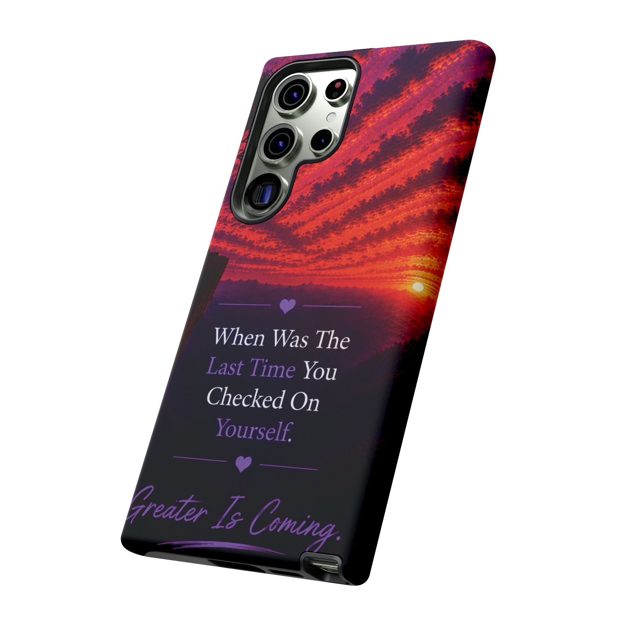 Inspirational Phone Case - "When Was The Last Time You Checked On Yourself?" Sunset Self-Care Quote