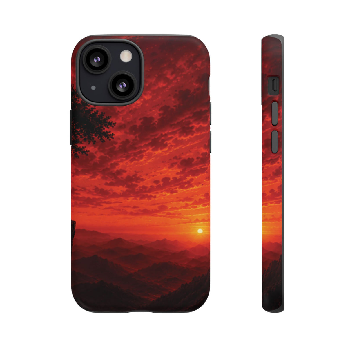 Sunset Mountain Tough Phone Case — Red Horizon Landscape Protective Case