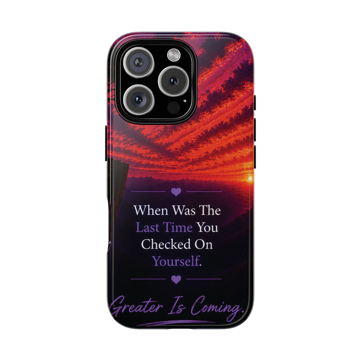 Inspirational Phone Case - "When Was The Last Time You Checked On Yourself?" Sunset Self-Care Quote