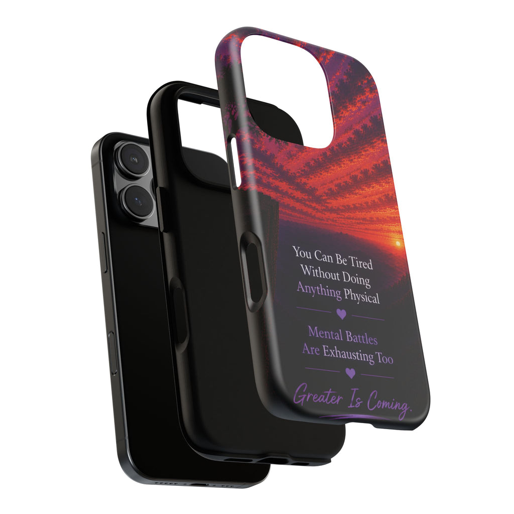 Phone Case — "Greater Is Coming" Inspirational Sunset Design