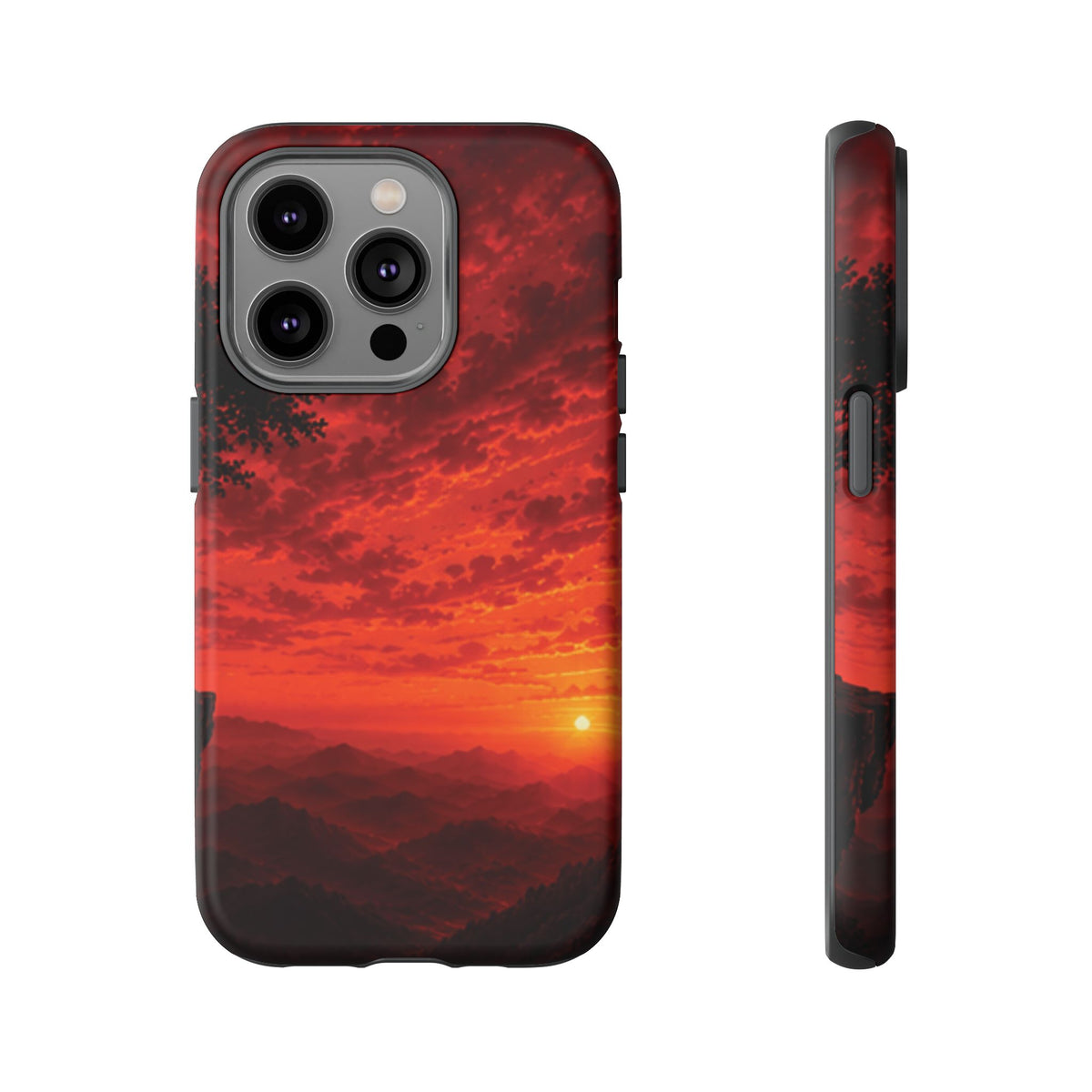 Sunset Mountain Tough Phone Case — Red Horizon Landscape Protective Case