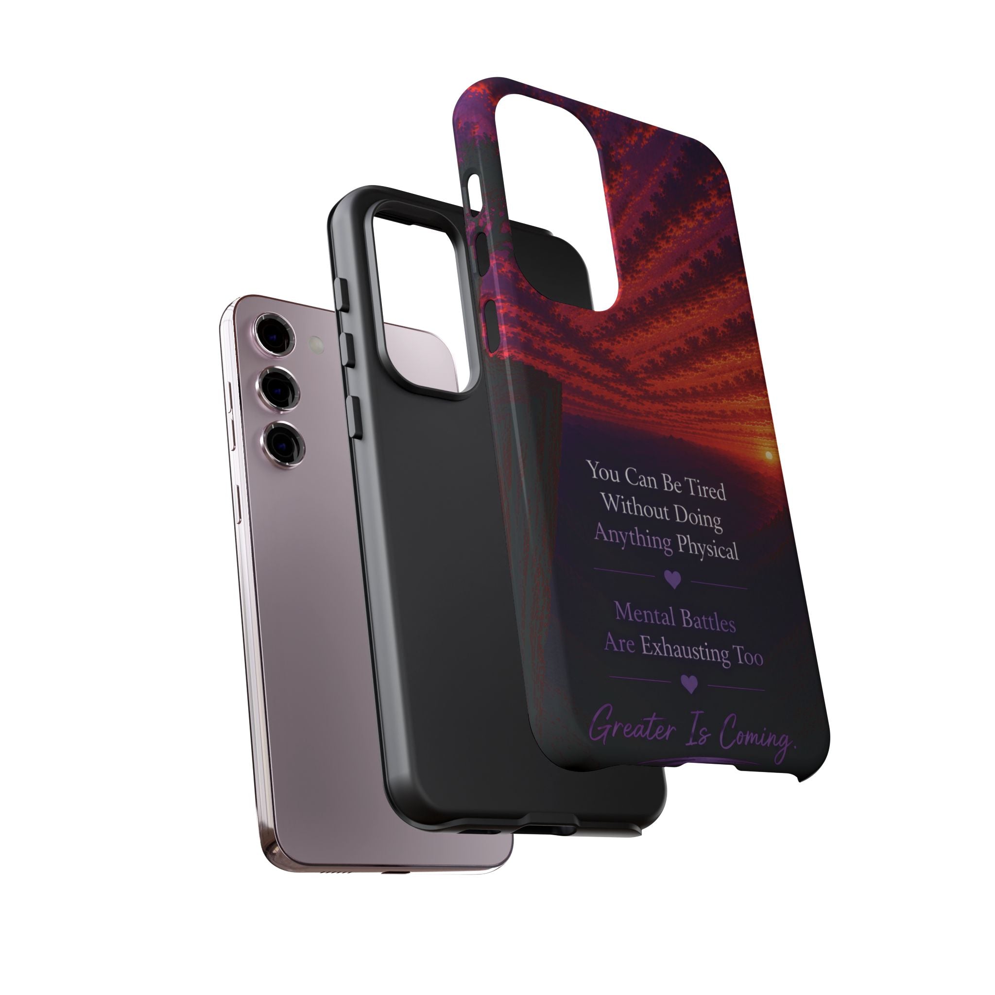 Phone Case — "Greater Is Coming" Inspirational Sunset Design