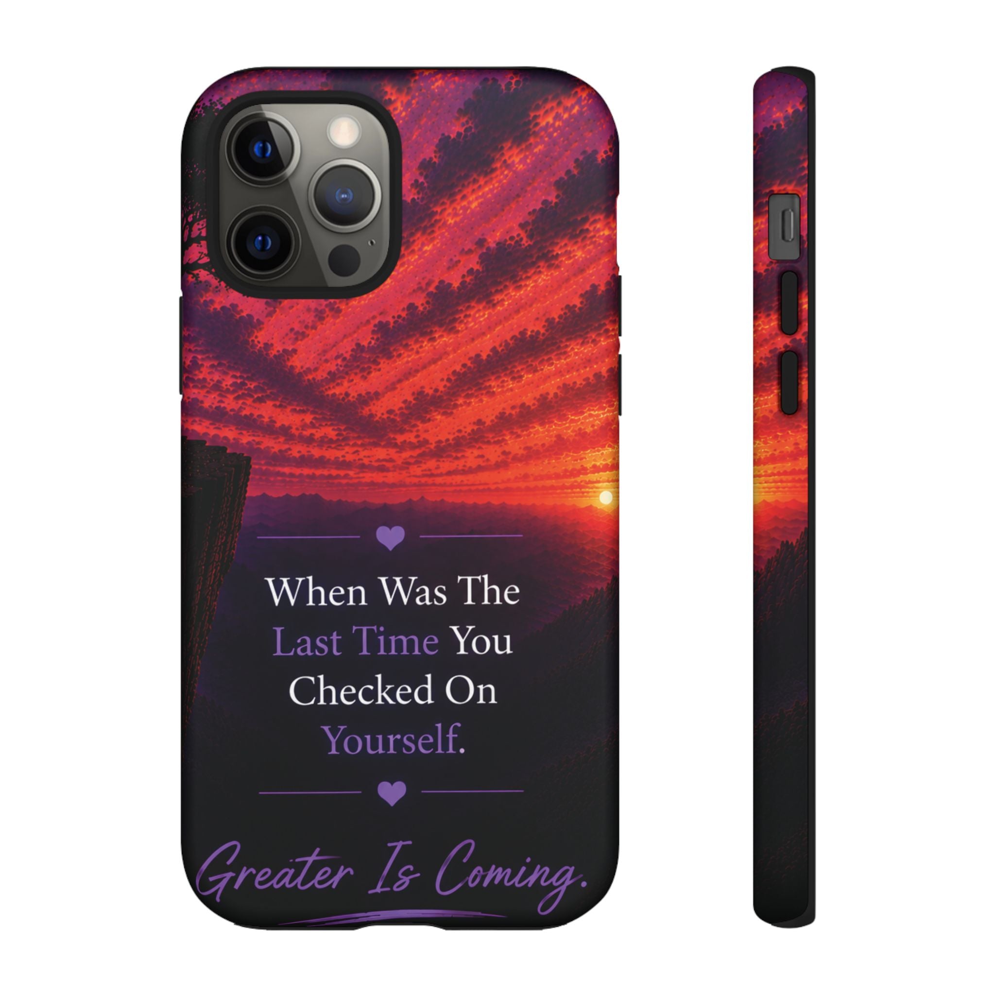Inspirational Phone Case - "When Was The Last Time You Checked On Yourself?" Sunset Self-Care Quote