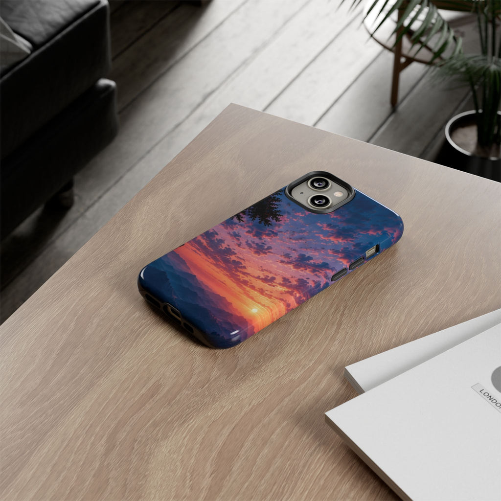 Sunset Mountain Phone Case — Tough Protective Phone Cover with Scenic Sunset Design
