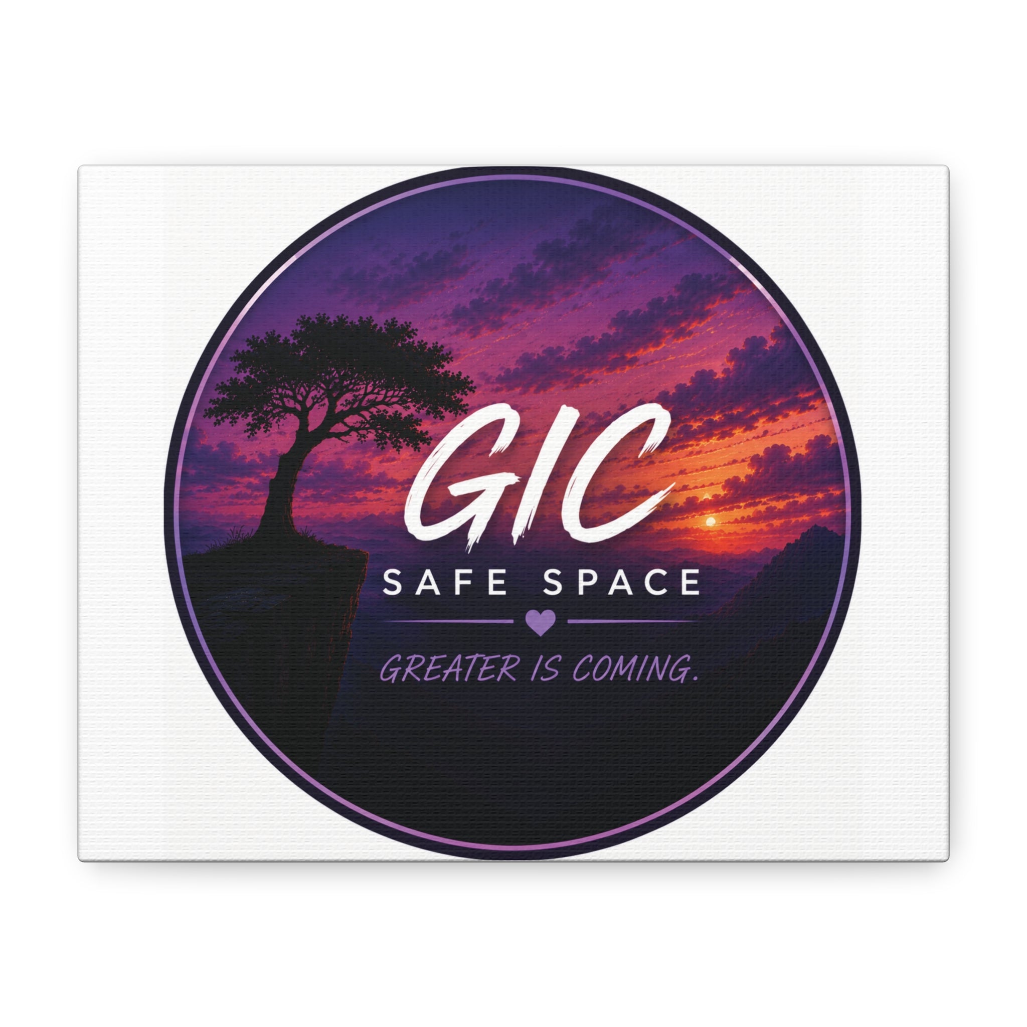 GIC Safe Space Matte Canvas Wall Art — 'Greater Is Coming' Inspirational Sunset Print