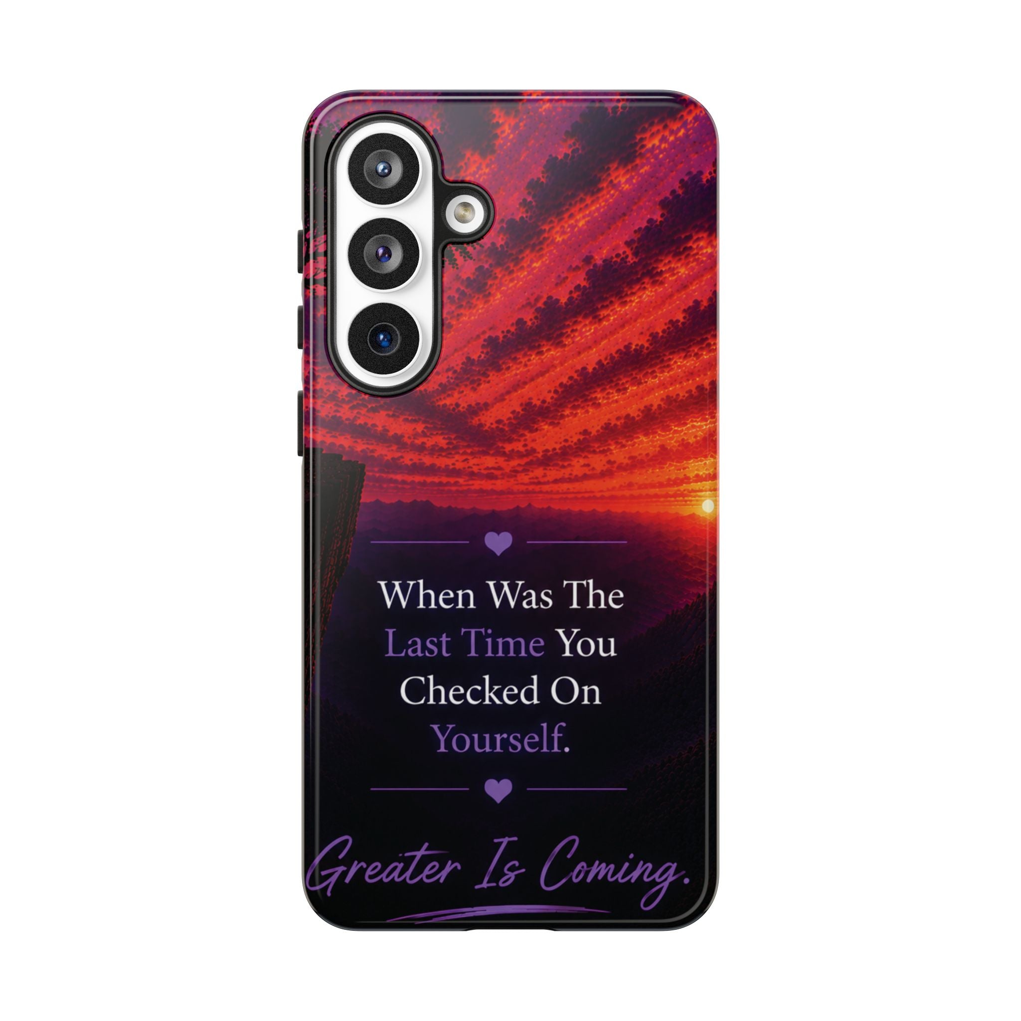 Inspirational Phone Case - "When Was The Last Time You Checked On Yourself?" Sunset Self-Care Quote