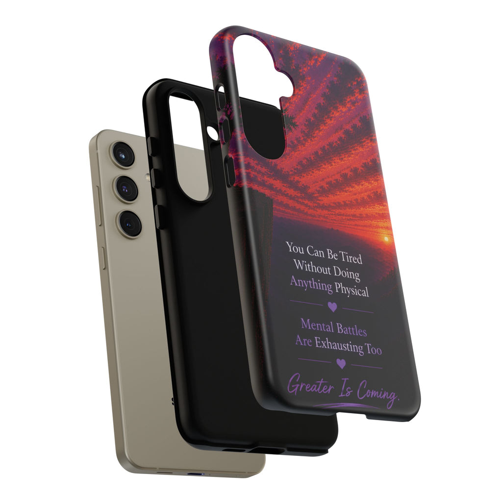 Phone Case — "Greater Is Coming" Inspirational Sunset Design