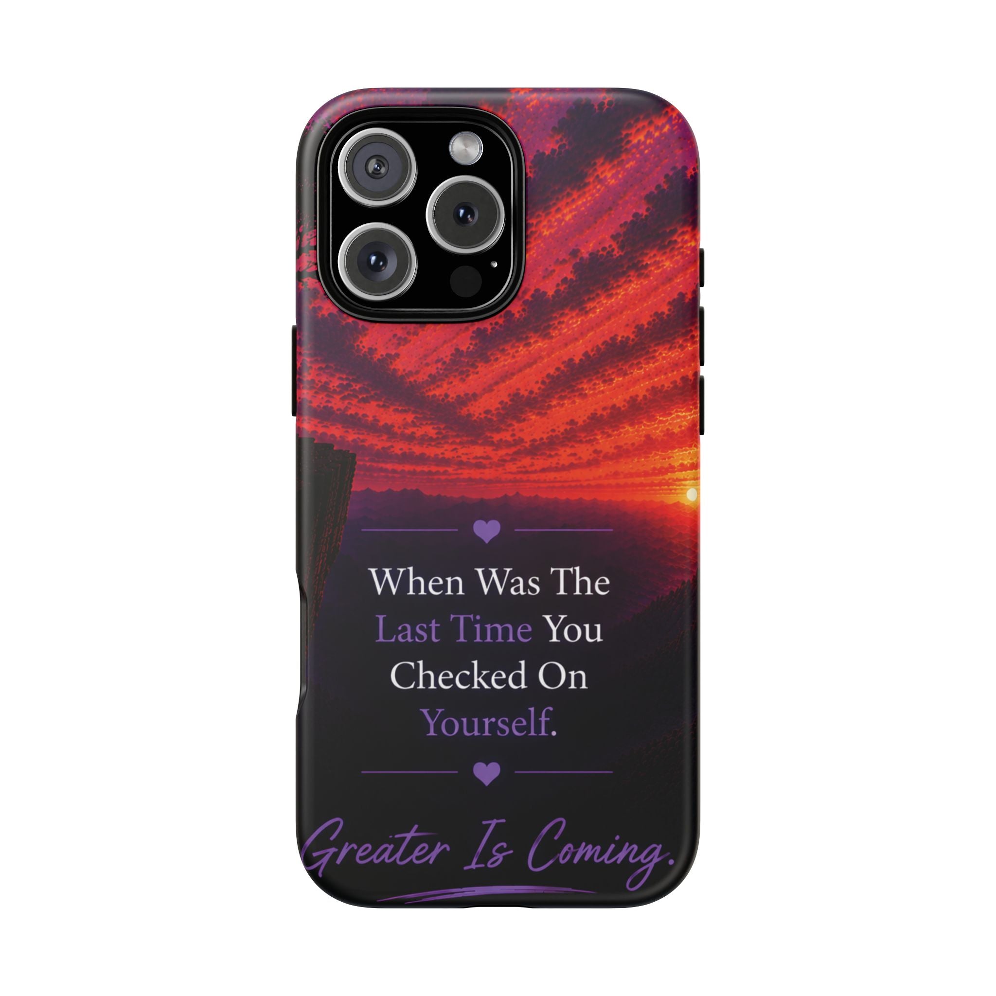 Inspirational Phone Case - "When Was The Last Time You Checked On Yourself?" Sunset Self-Care Quote