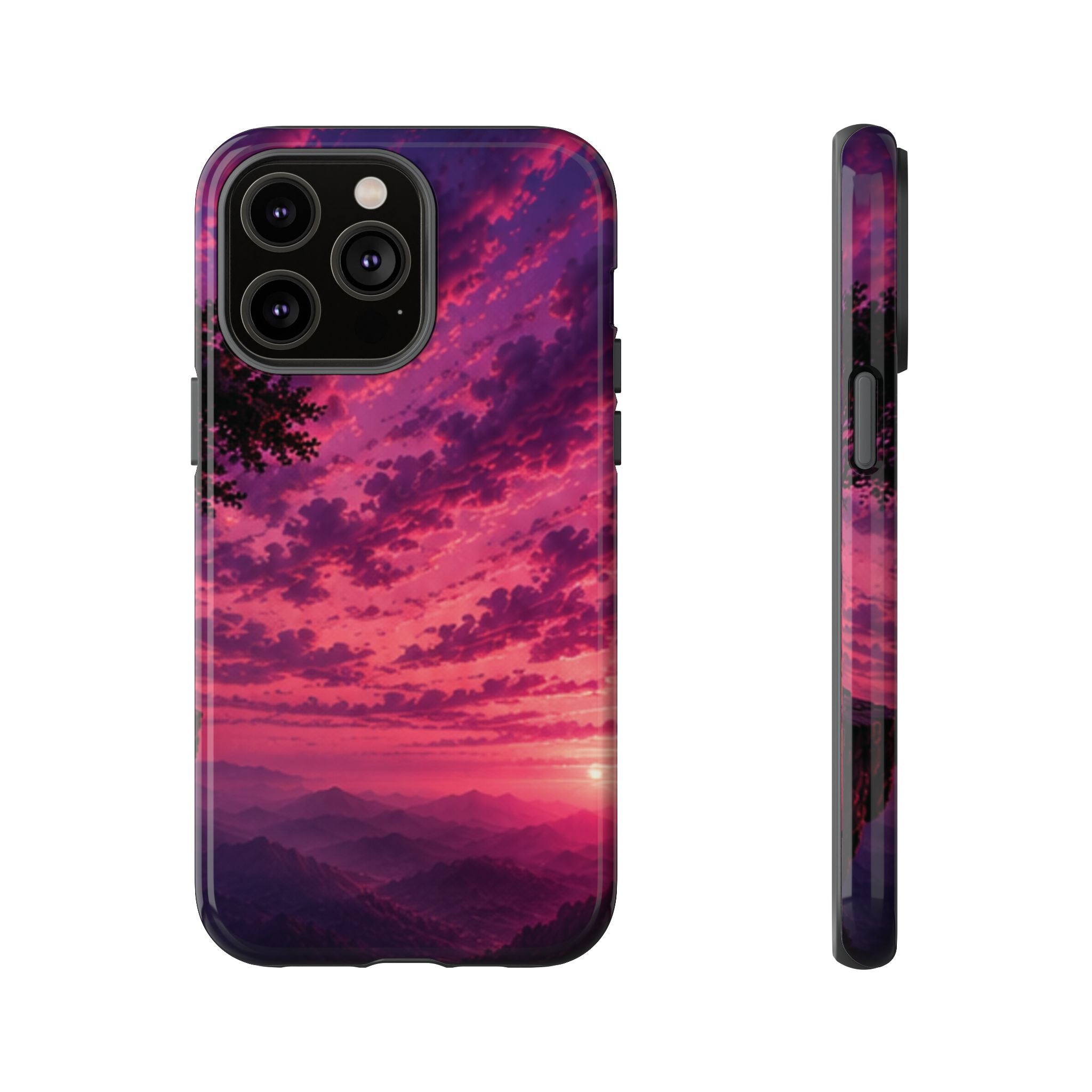 Sunset Mountain Phone Case — Purple Pink Scenic Tough Case