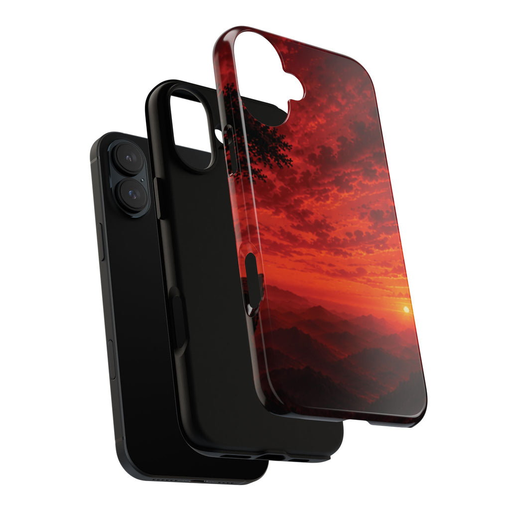Sunset Mountain Tough Phone Case — Red Horizon Landscape Protective Case