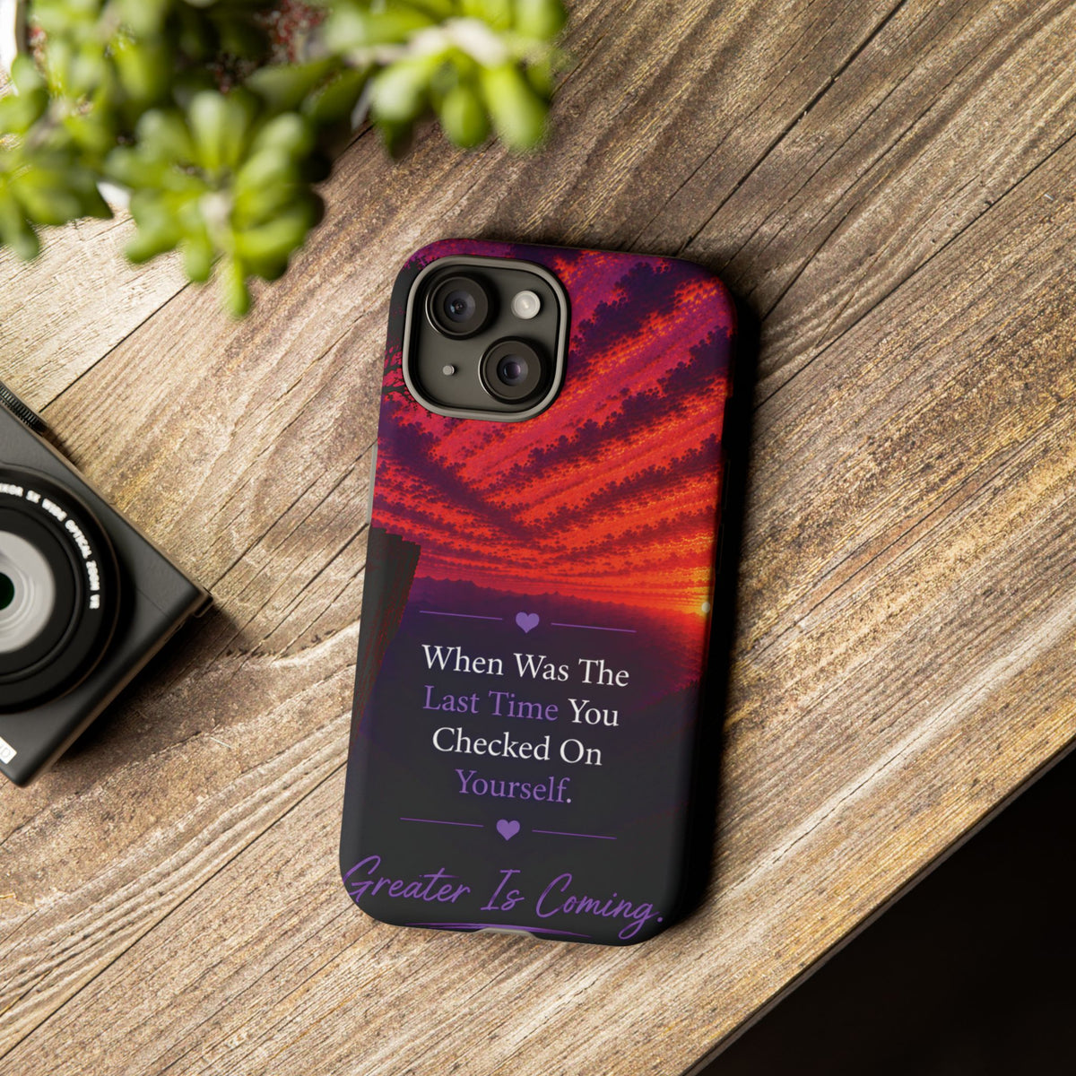 Inspirational Phone Case - "When Was The Last Time You Checked On Yourself?" Sunset Self-Care Quote